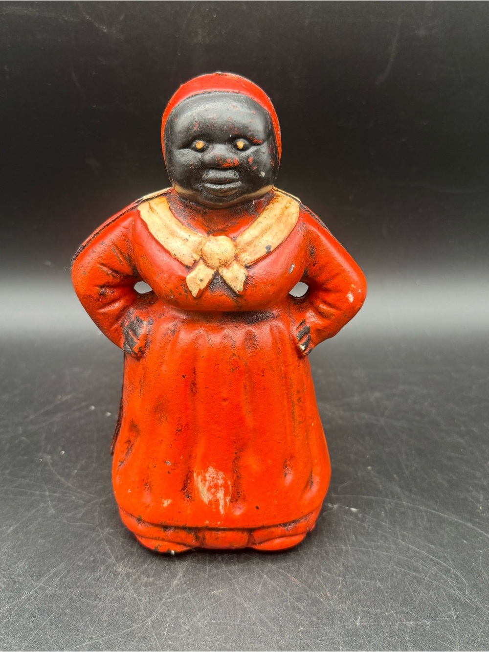 Vintage Black Americana Cast Iron Figure Statue Piggy Bank 7” Tall, 20th Century
